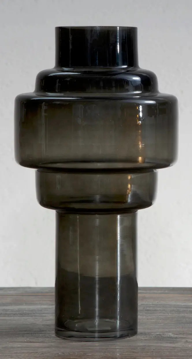 Cayden Black Smoked Glass Vase premier housewares