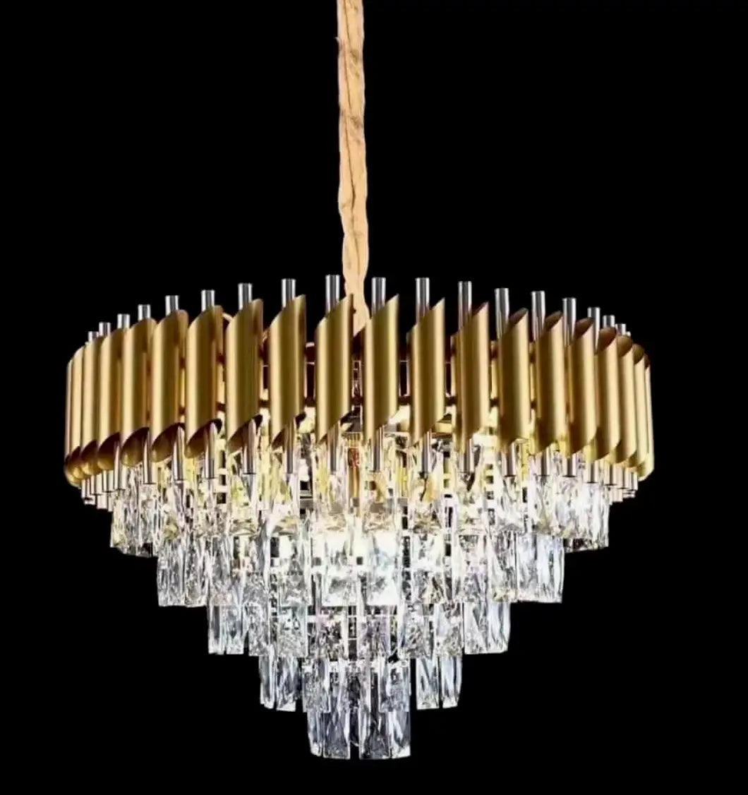 CH002-GG Large Gold Tiered Crystal Chandelier Eco Furniture