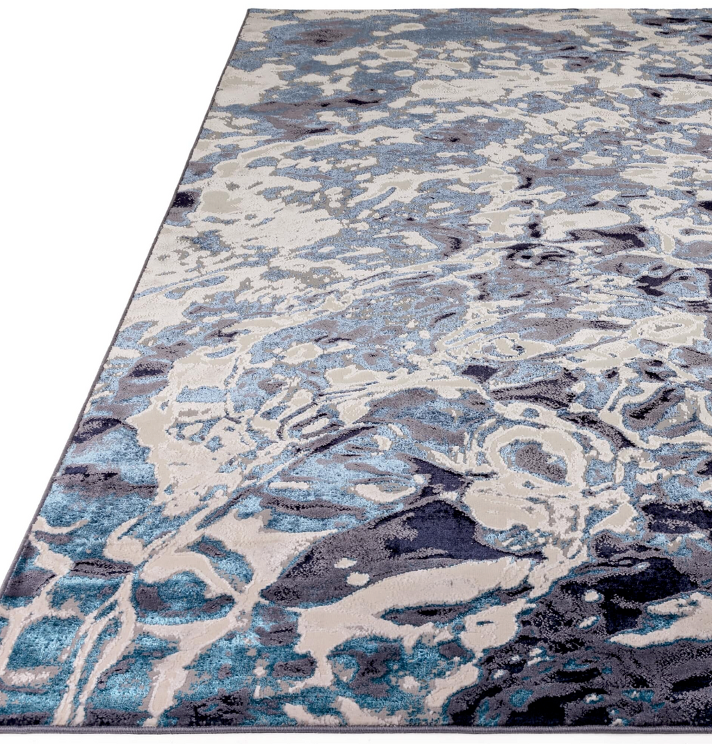 Aurora Foam Metallic Blue Rug Home Store Living