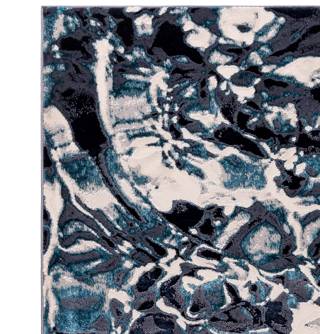 Aurora Foam Metallic Blue Rug Home Store Living