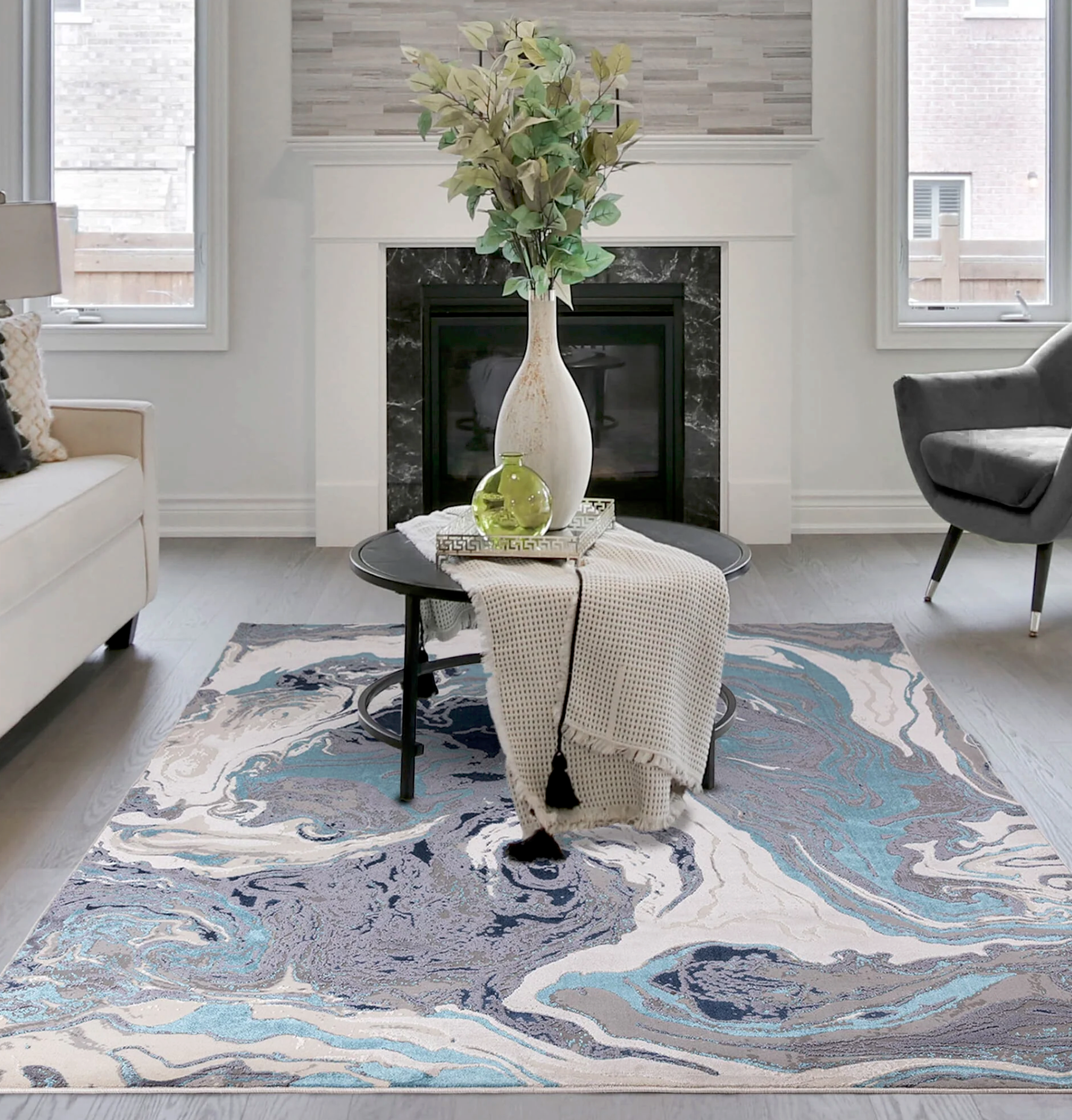 Aurora Ocean Abstract Rug Home Store Living
