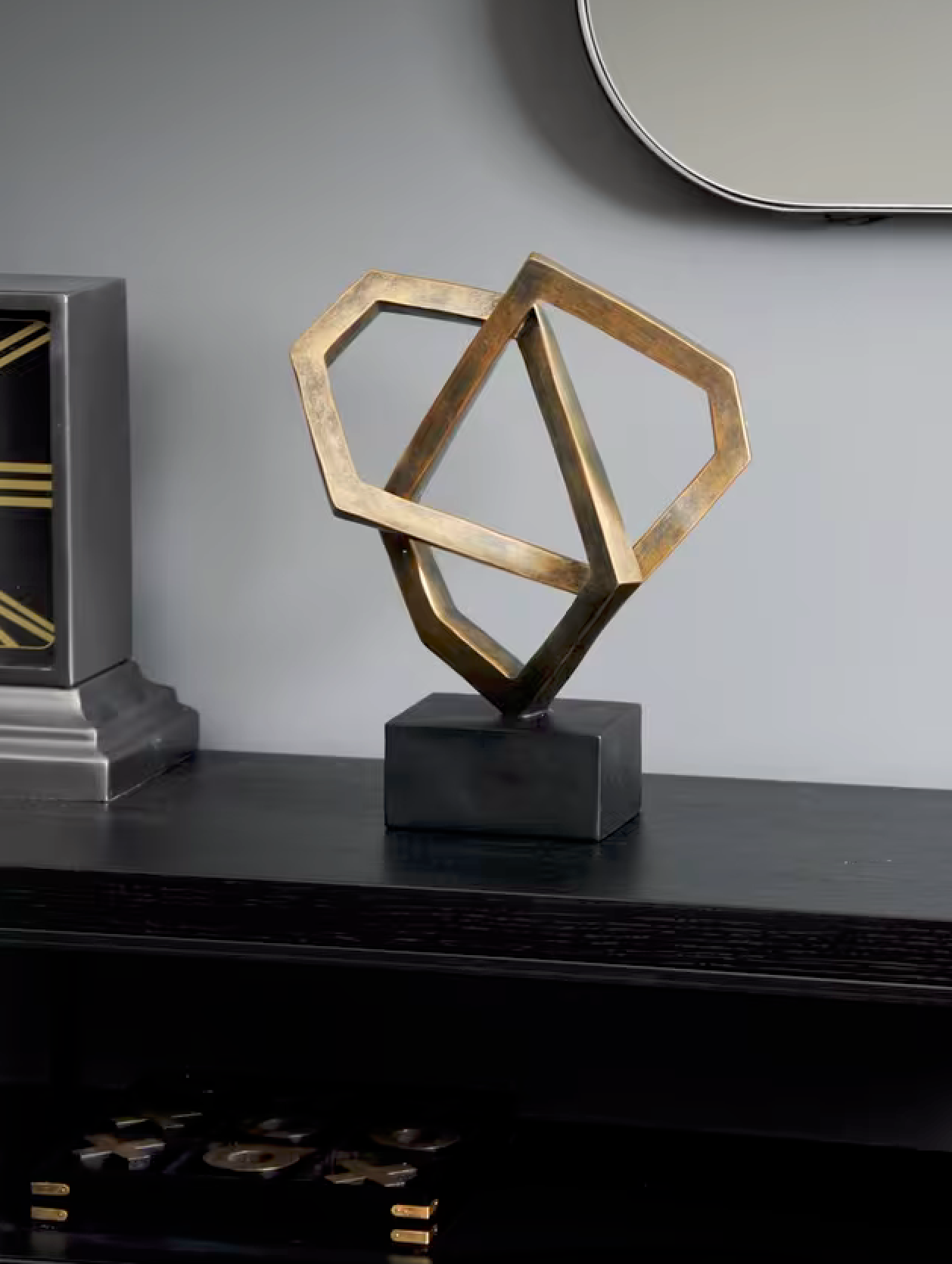 Antique Bronze Cubist Sculpture Libra