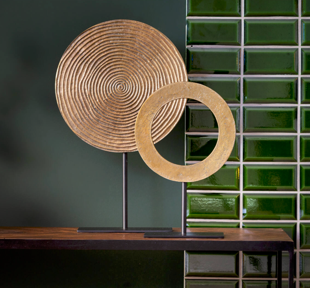 Ornament on base 35x10x56 cm RAWAS r ant brnz circle-mt blck Light and Living