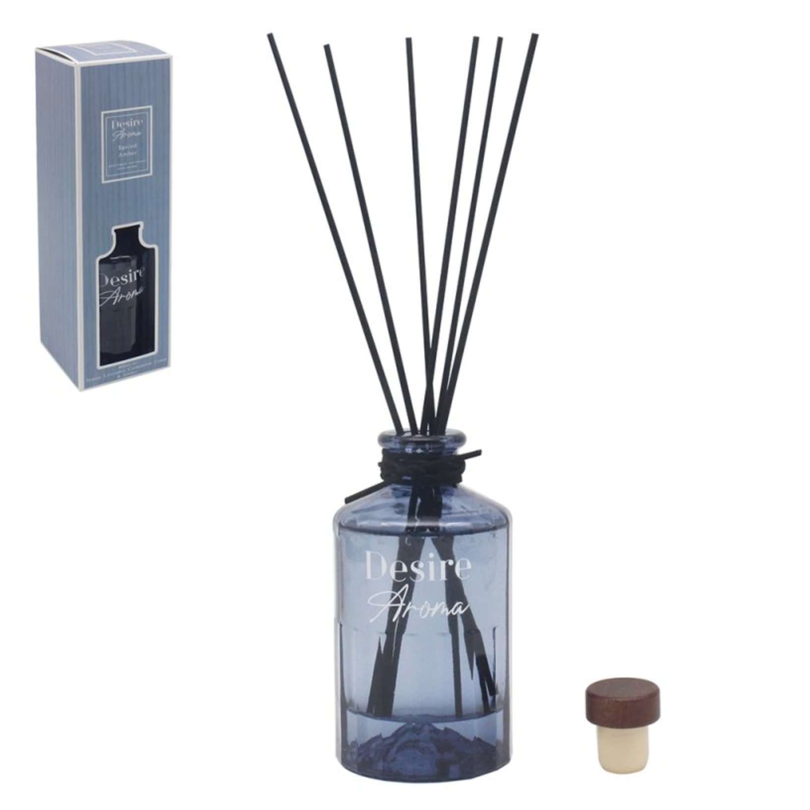 Desire Aroma Cologne Spiced Amber 220ml Reed Diffuser Lesser & Pavey Ltd