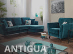 Antigua Upholstered Velvet Corner Chaise Sofa Lebus