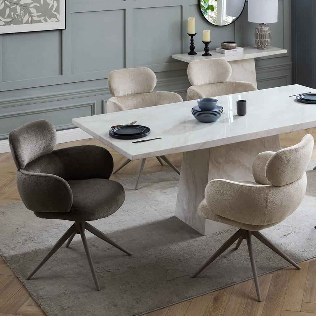 Apollo Plush Swivel Dining Chair Mocha Vida living ltd