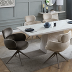 Apollo Plush Swivel Dining Chair Mocha Vida living ltd