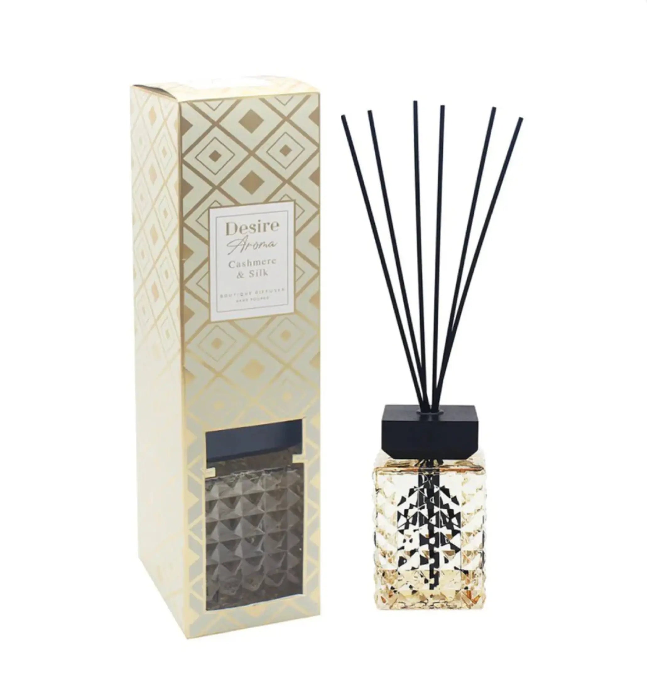 Desire Aroma Cashmere & Silk 2000ml Cut Glass Reed Diffuser Lesser & Pavey Ltd