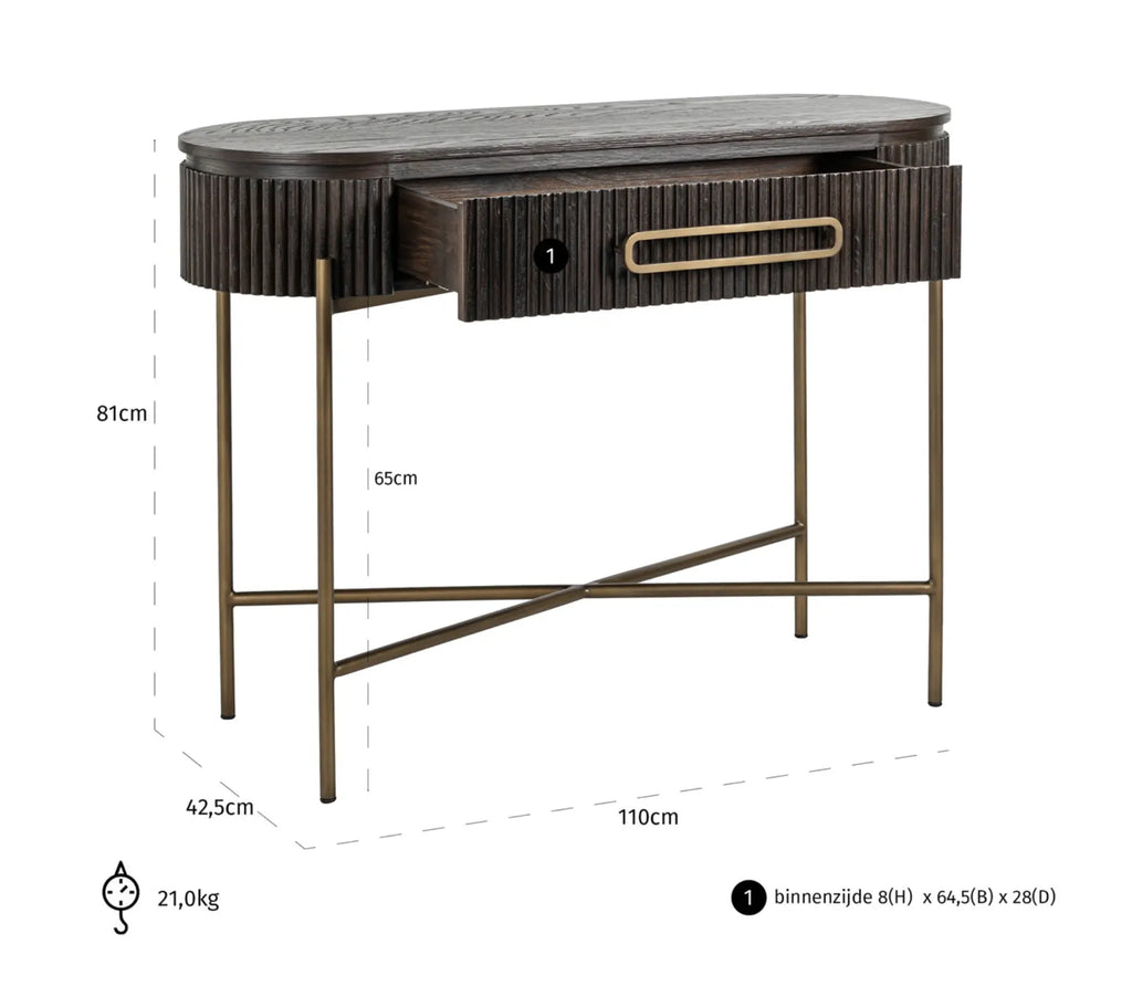 Luxor 1 Drawer Brown Console Table Home Store Living
