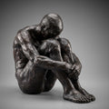 Sitting Man Bronze Statue Ornament sil interiors
