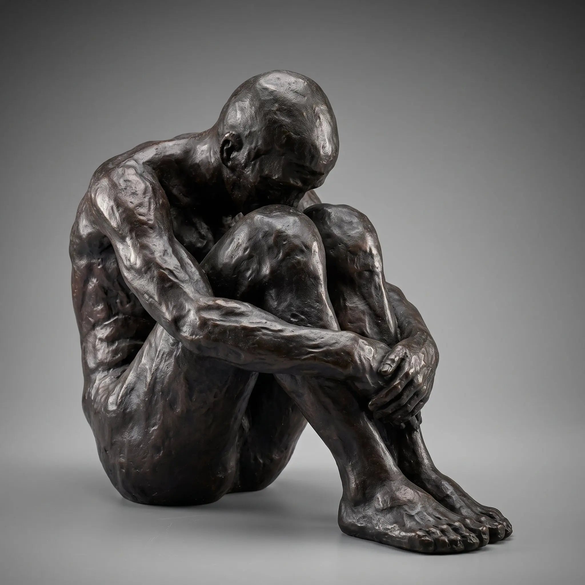 Sitting Man Bronze Statue Ornament sil interiors