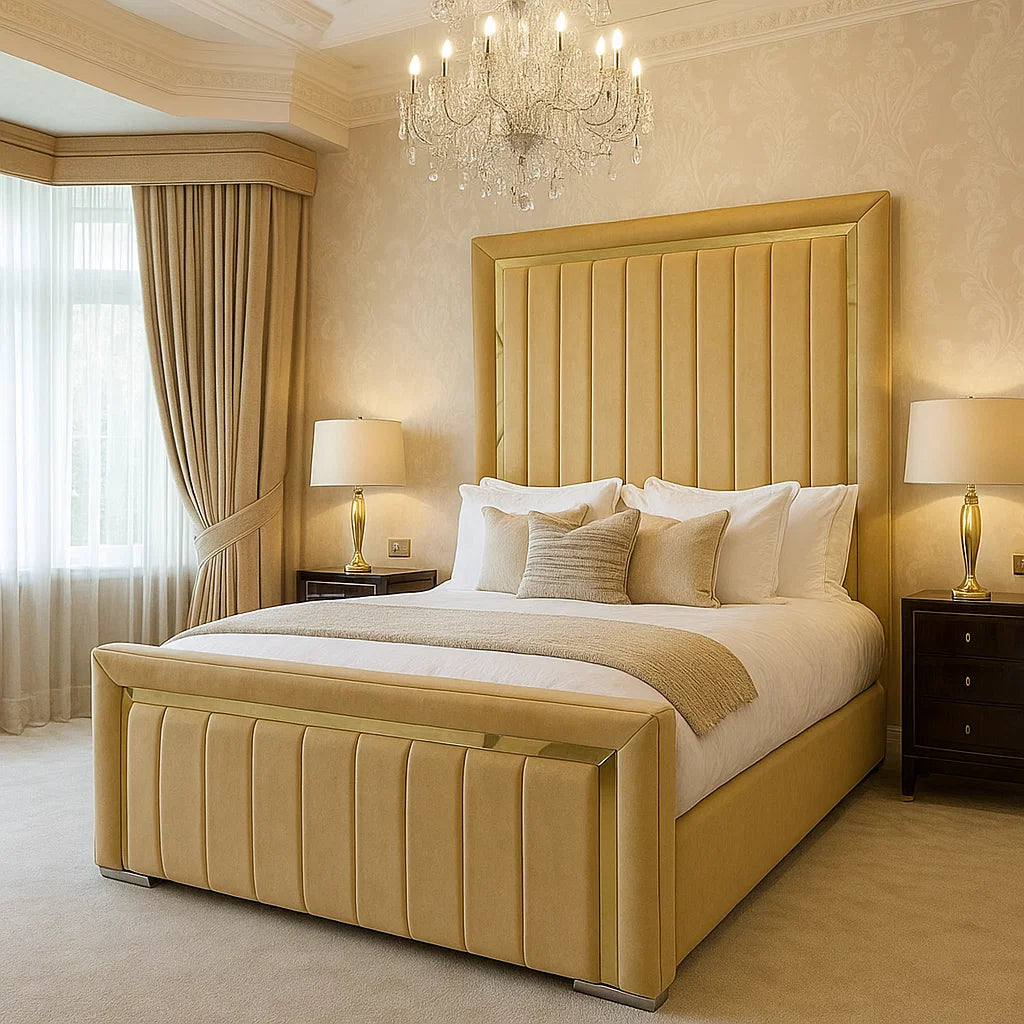 Stylo Mirrored Upholstered Bed Frame Home Store Living