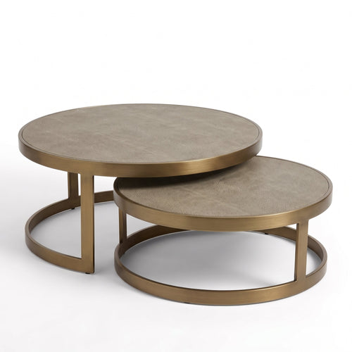 Belgravia Brass Shargreen Coffee Tables inc. Glass (Set of 2) Kevin Simba
