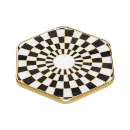 Hexagon Checkerboard Black and Gold Coasters - Set of 4 Home Store Living