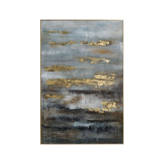 Coastal Abstract Grey And Gold Canvas Home Store Living