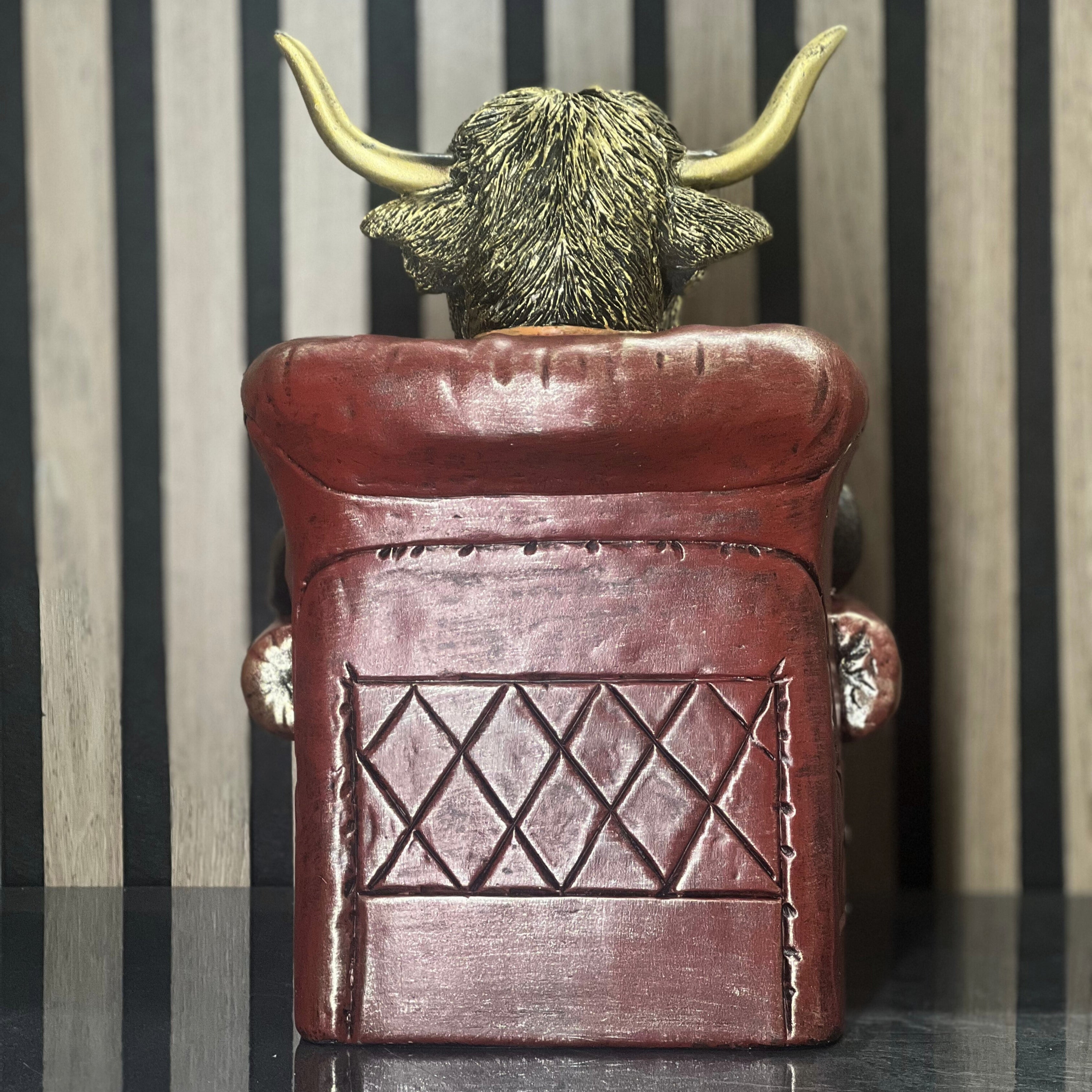 Highland Cow in Armchair Home Ornament Lesser & Pavey Ltd