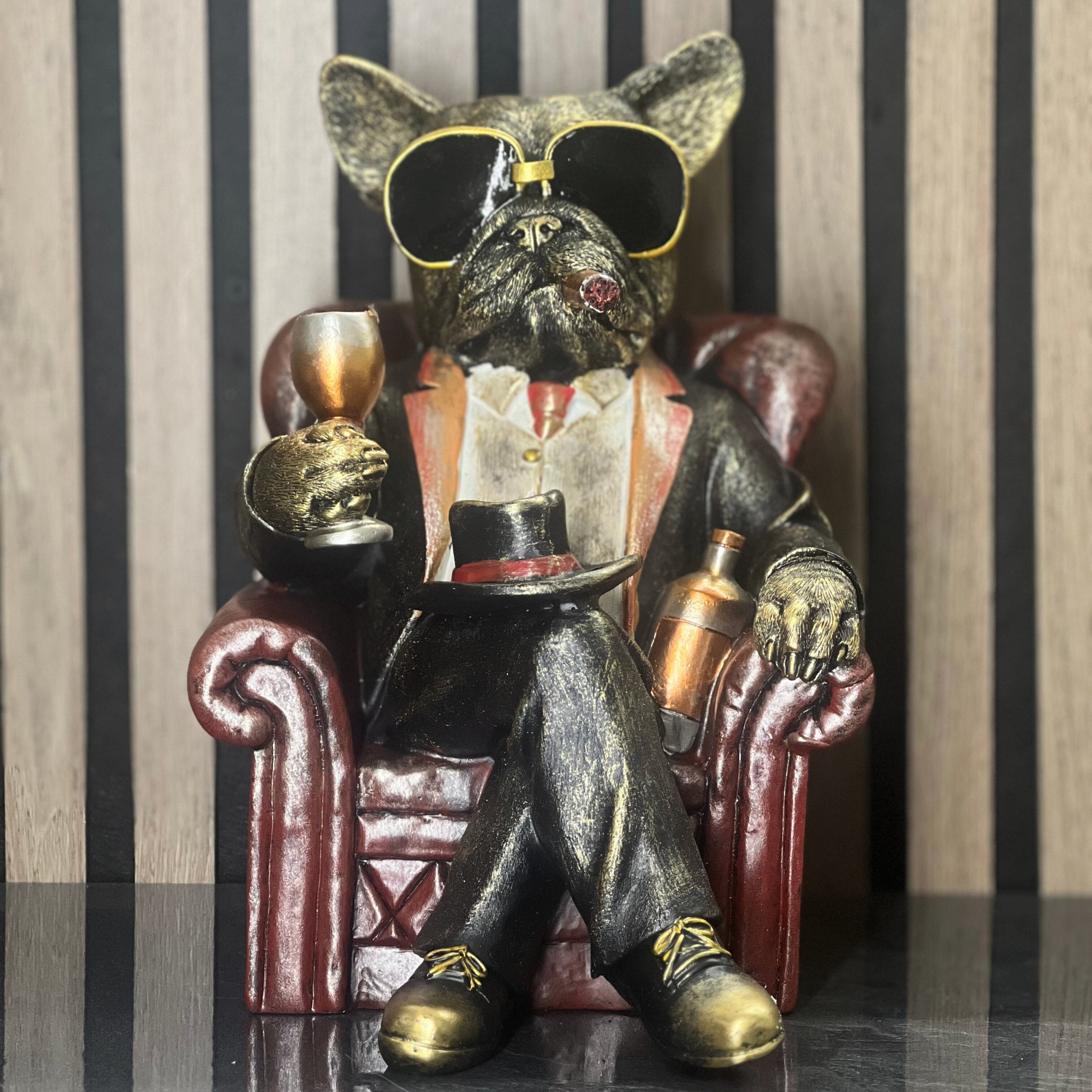 Frenchie in Armchair Home Ornament Lesser & Pavey Ltd