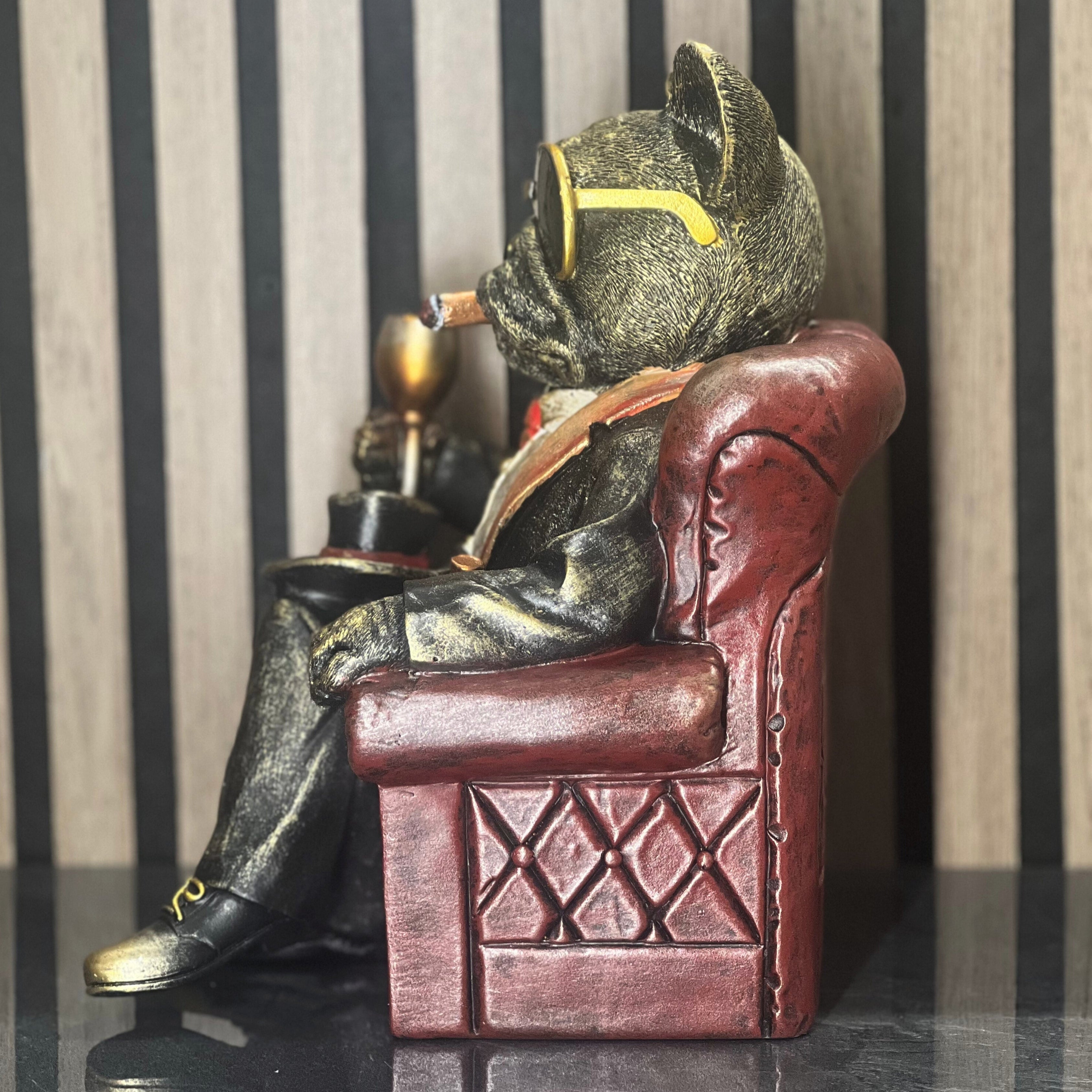 Frenchie in Armchair Home Ornament Lesser & Pavey Ltd