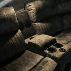 FIRST DRAFT Cheshire Electric Recliner Corner Sofa in Resilient Grey Velvet Fabric Home Store Living