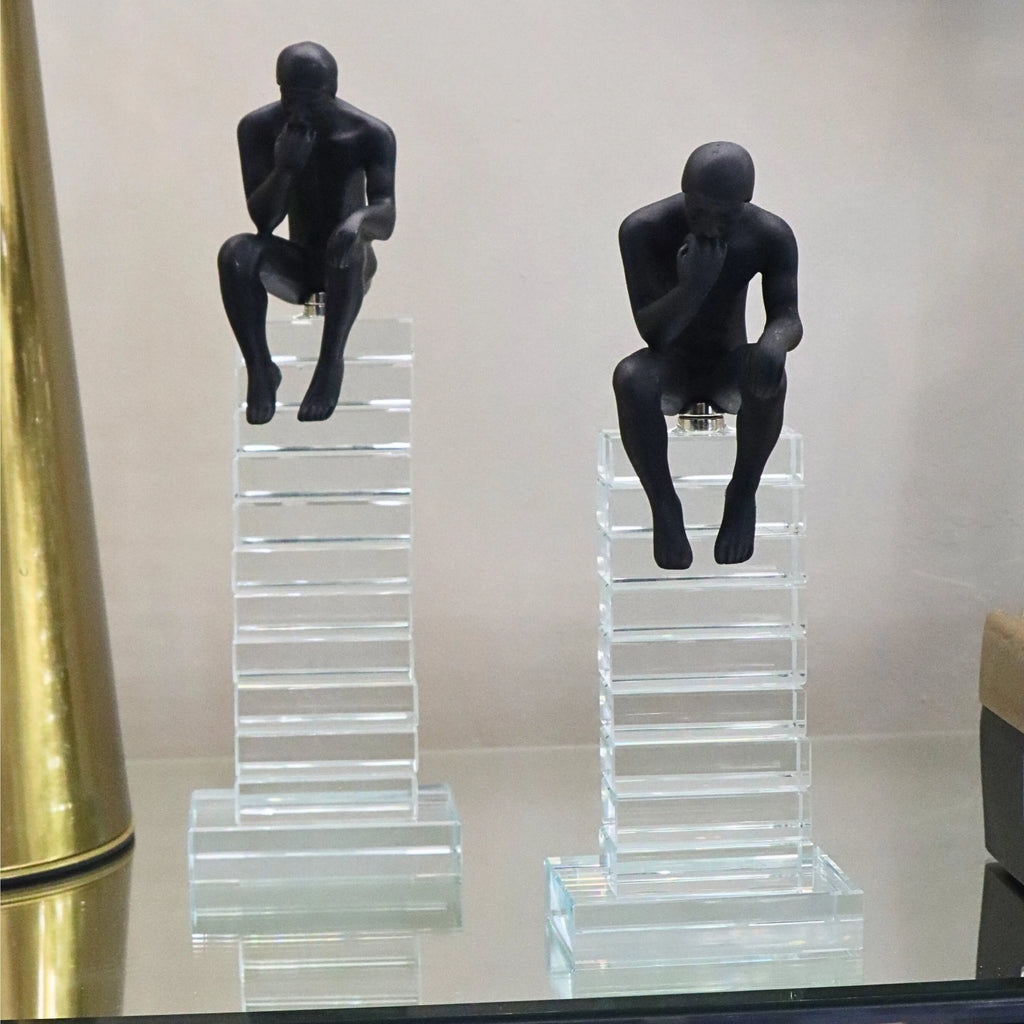 Crystal Staircase Thinking Man Ornament Small 24cm Ivan