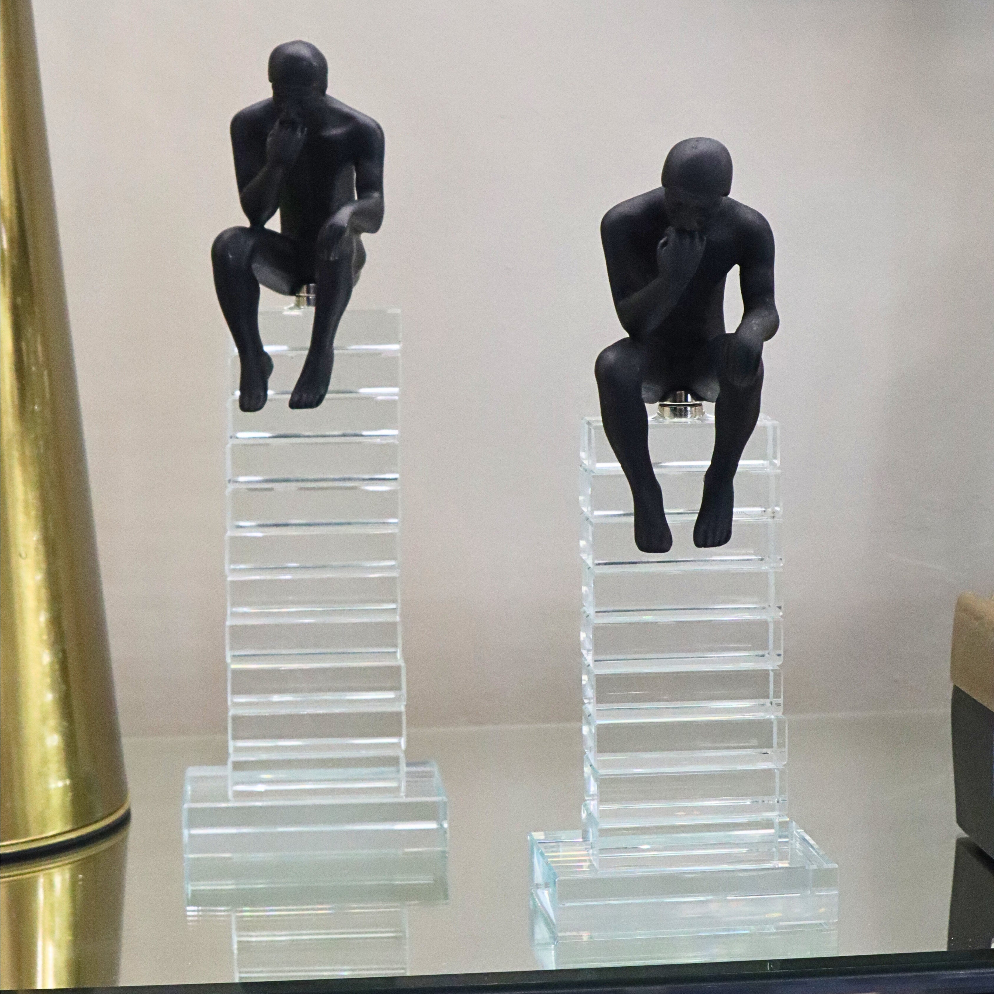 Crystal Staircase Thinking Man Ornament Small 24cm Ivan