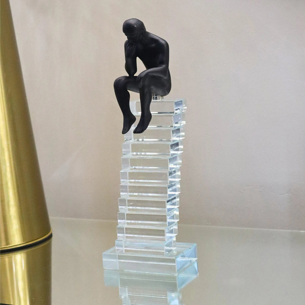 Large 27cm Crystal Staircase Thinking Man Ornament Ivan