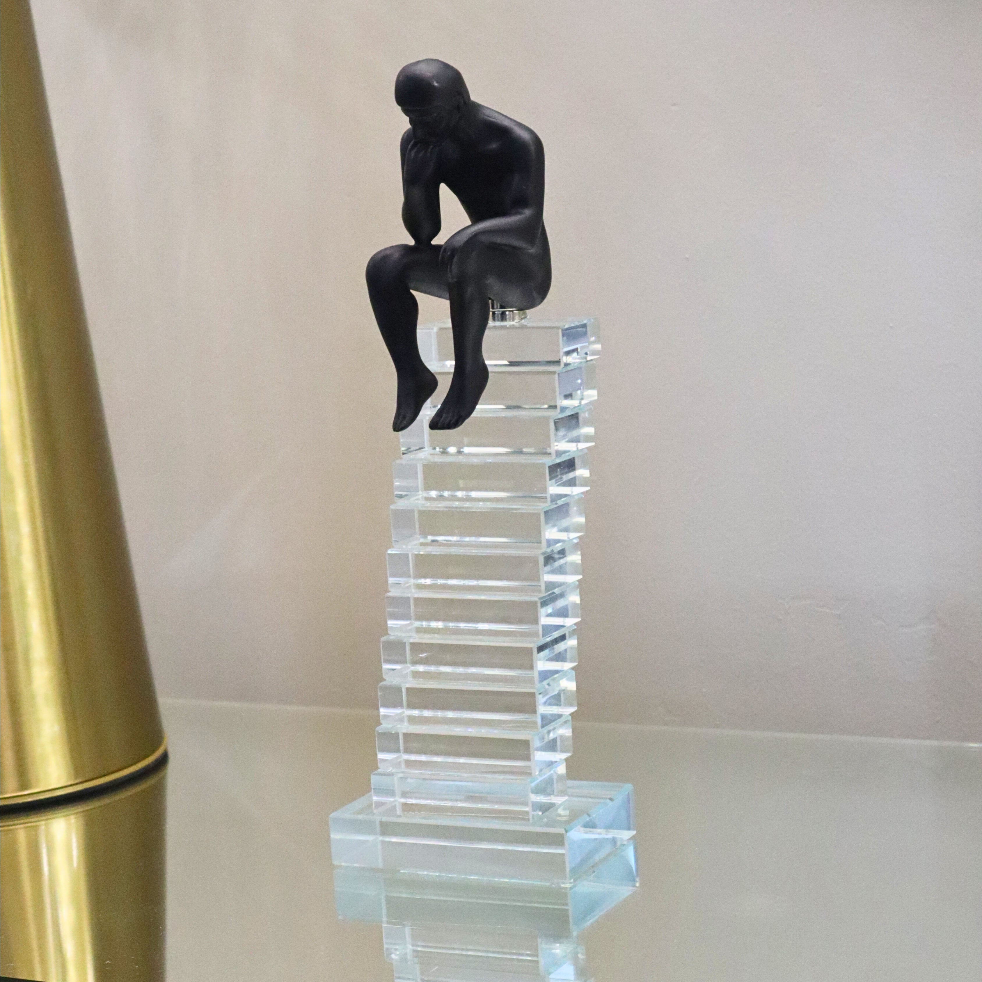 Crystal Staircase Thinking Man Ornament Large 27cm Ivan