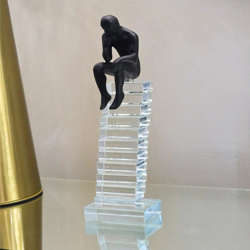 Large 27cm Crystal Staircase Thinking Man Ornament Ivan