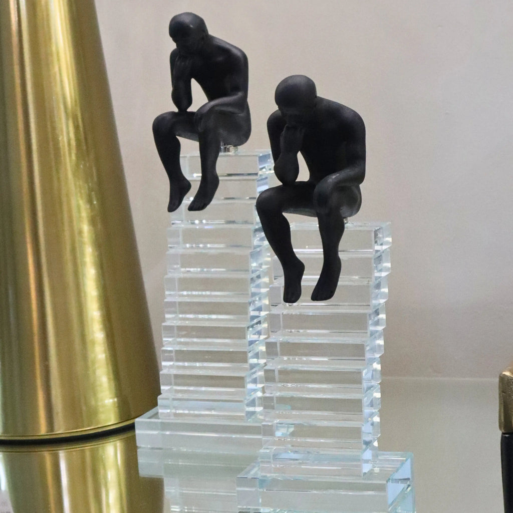Small 24cm Crystal Staircase Thinking Man Ornament Ivan