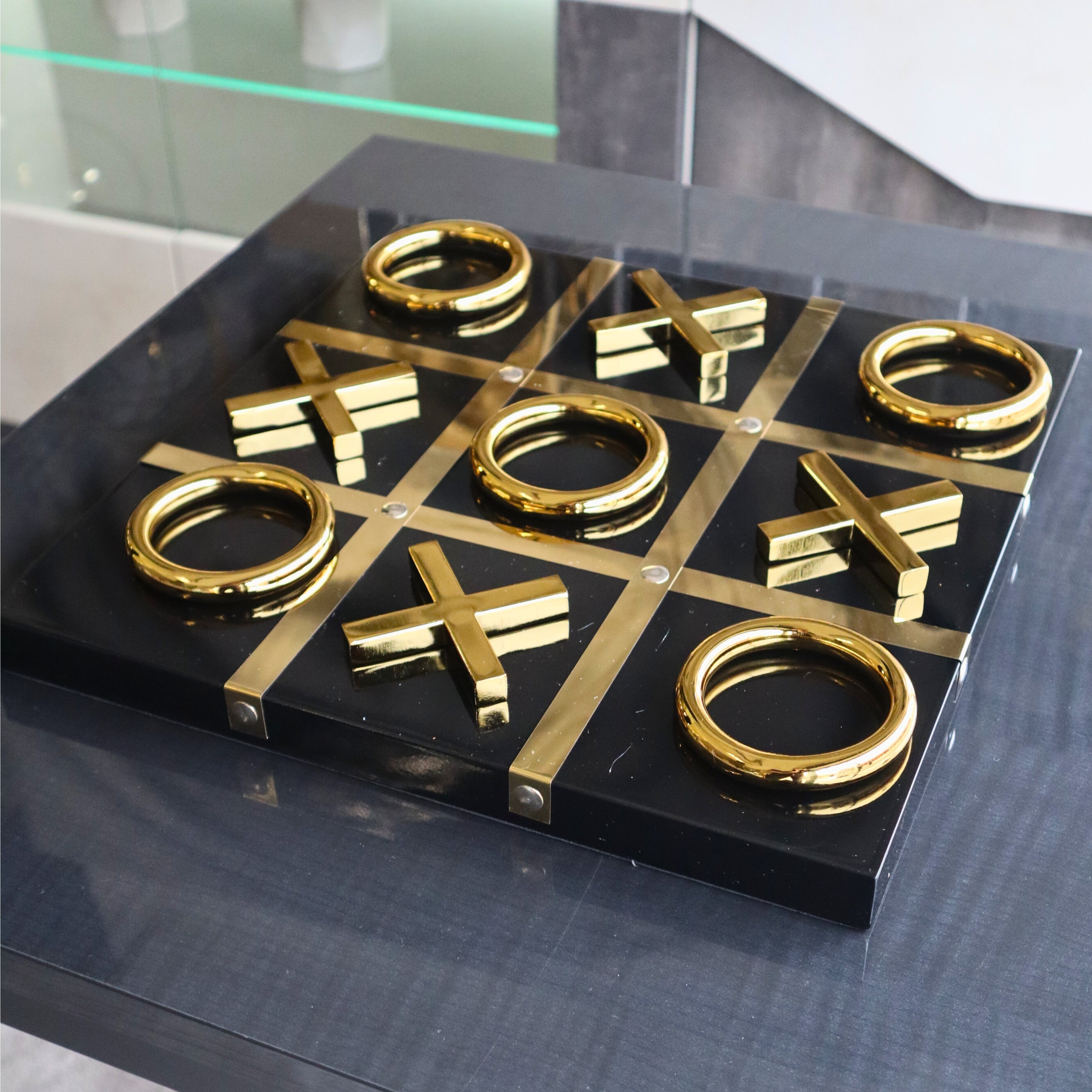 Black & Gold Tic-Tac-Toe Game Ornament Ivan