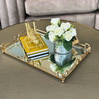 D&D Rectangle Rose Gold Mirror Tray 45cm Ivan