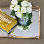 D&D Rectangle Rose Gold Mirror Tray 45cm Ivan