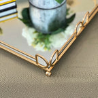 D&D Rectangle Rose Gold Mirror Tray 45cm Ivan