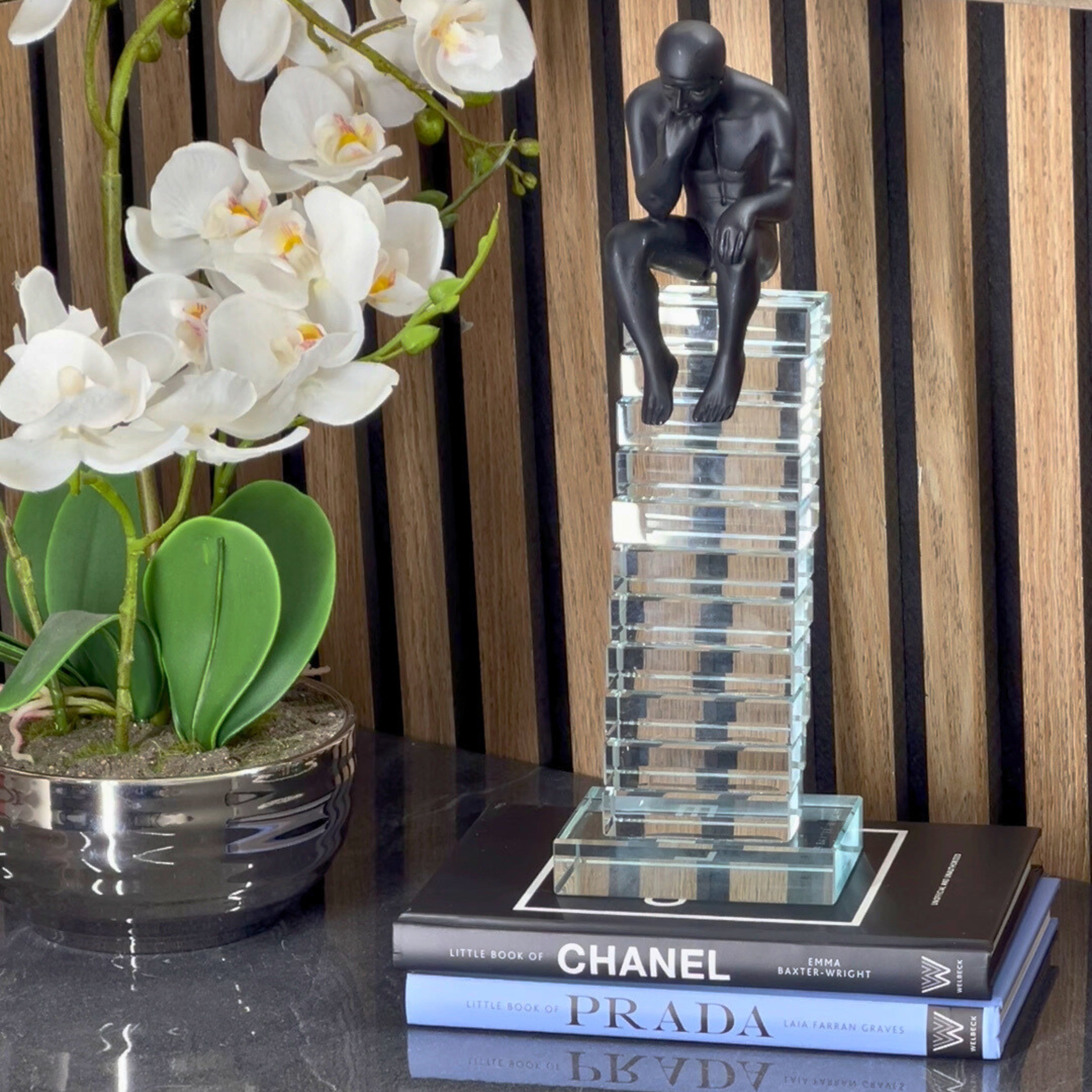 Crystal Staircase Thinking Man Ornament Large 27cm Ivan