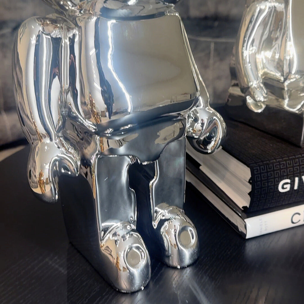 Chrome Standing Bear 40cm Ivan