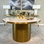Camden Dining Table - Cream Marble/ Brushed Brass 130cm Kevin Simba