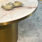 Camden Dining Table - Cream Marble/ Brushed Brass 130cm Kevin Simba