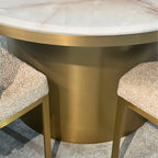 Camden Dining Table - Cream Marble/ Brushed Brass 130cm Kevin Simba