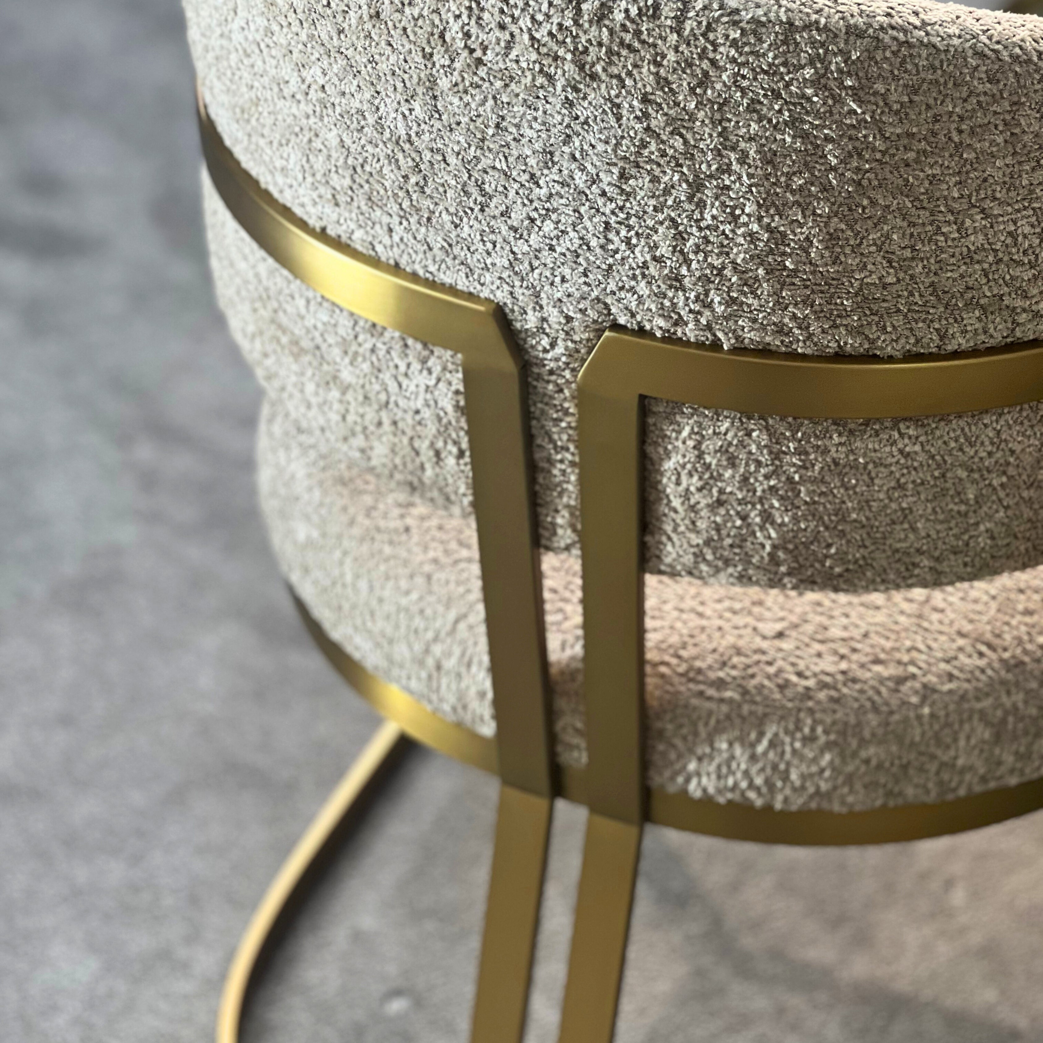 Clubhouse Boucle Mink & Brushed Brass Dining Chair - Inspired By Top Luxury Design Kevin Simba