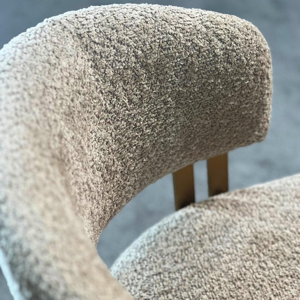 Clubhouse Boucle Mink & Brushed Brass Dining Chair - Inspired By Top Luxury Design Kevin Simba