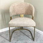 Clubhouse Boucle Mink & Brushed Brass Dining Chair - Inspired By Top Luxury Design Kevin Simba