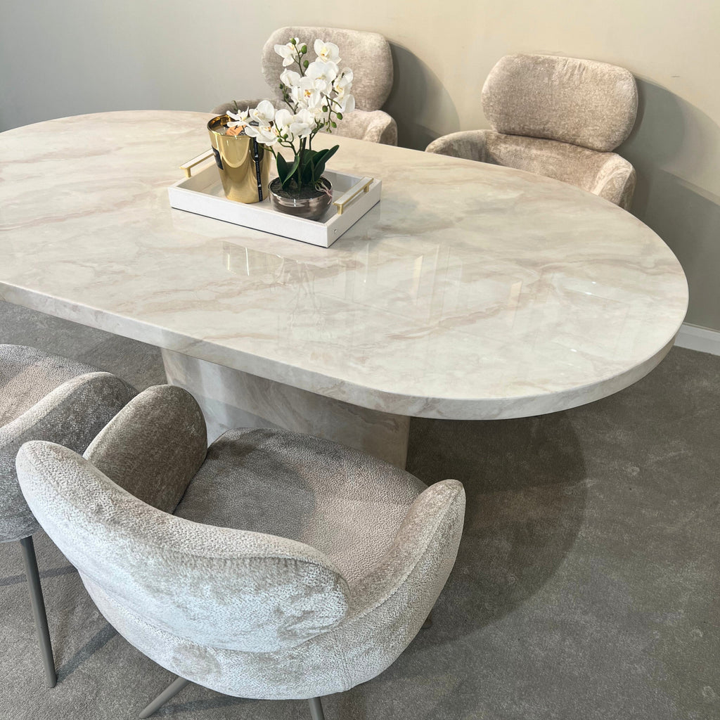 Colby 180cm Beige Oval Marble Dining Table (2506) L H International