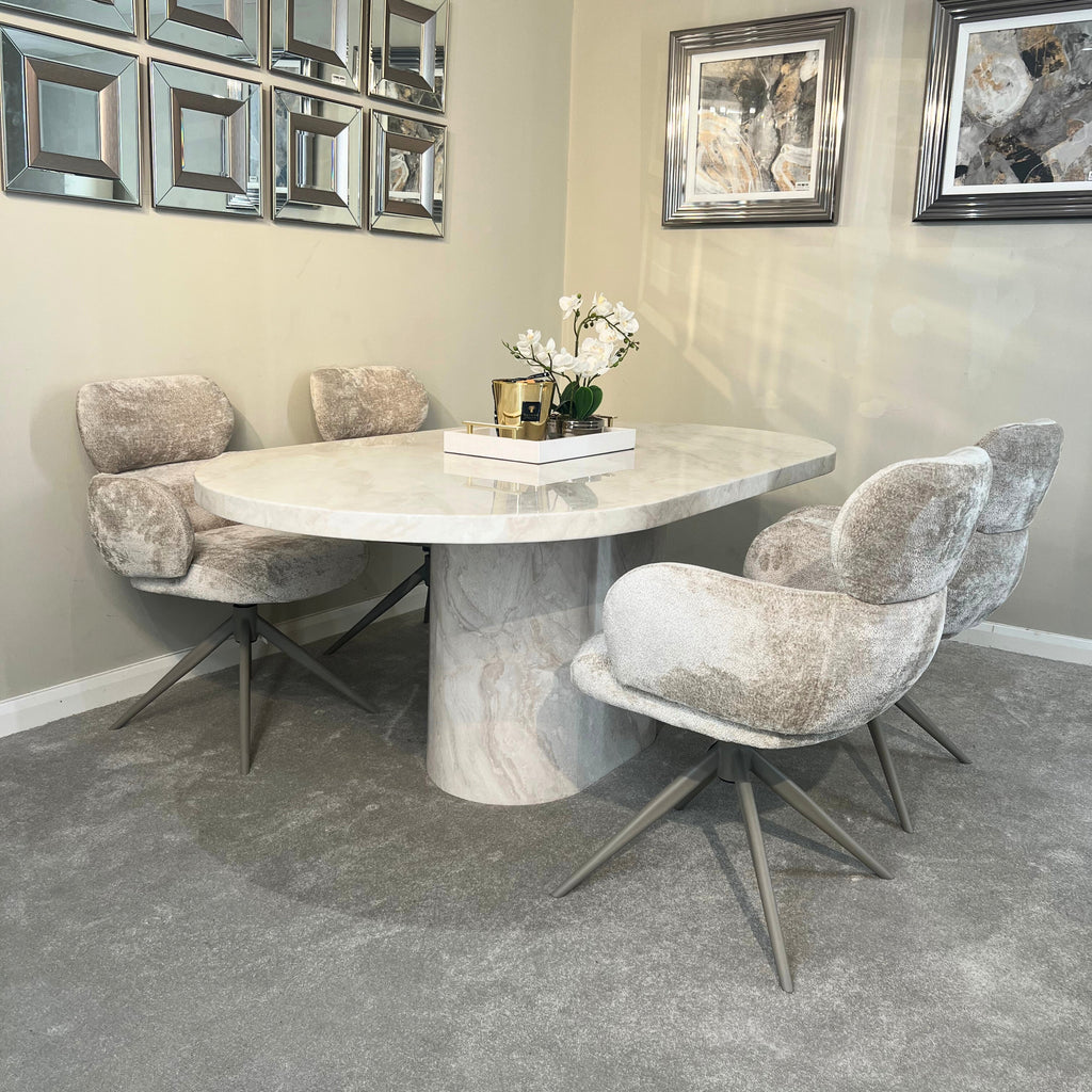 Colby 180cm Beige Oval Marble Dining Table (2506) L H International