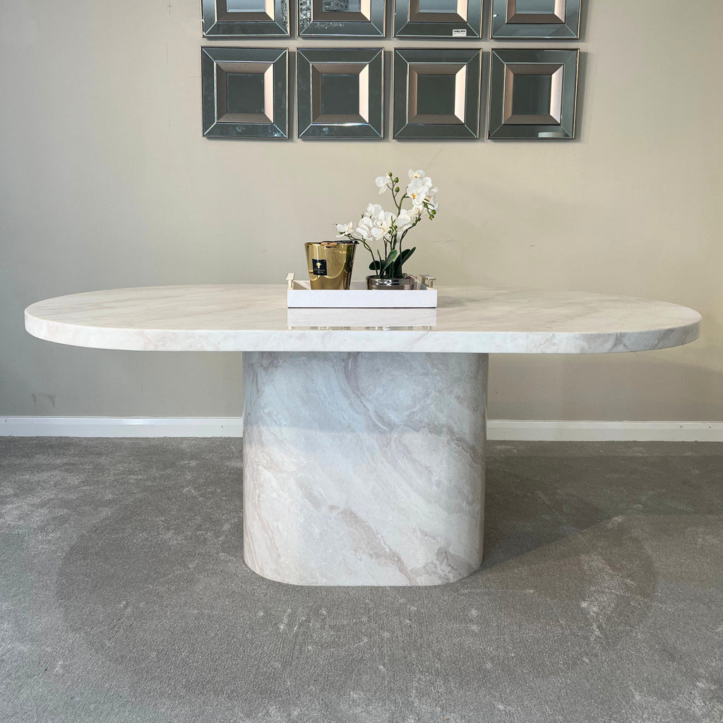 Colby 180cm Beige Oval Marble Dining Table (2506) L H International
