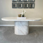 Colby 180cm Beige Oval Marble Dining Table (2506) L H International