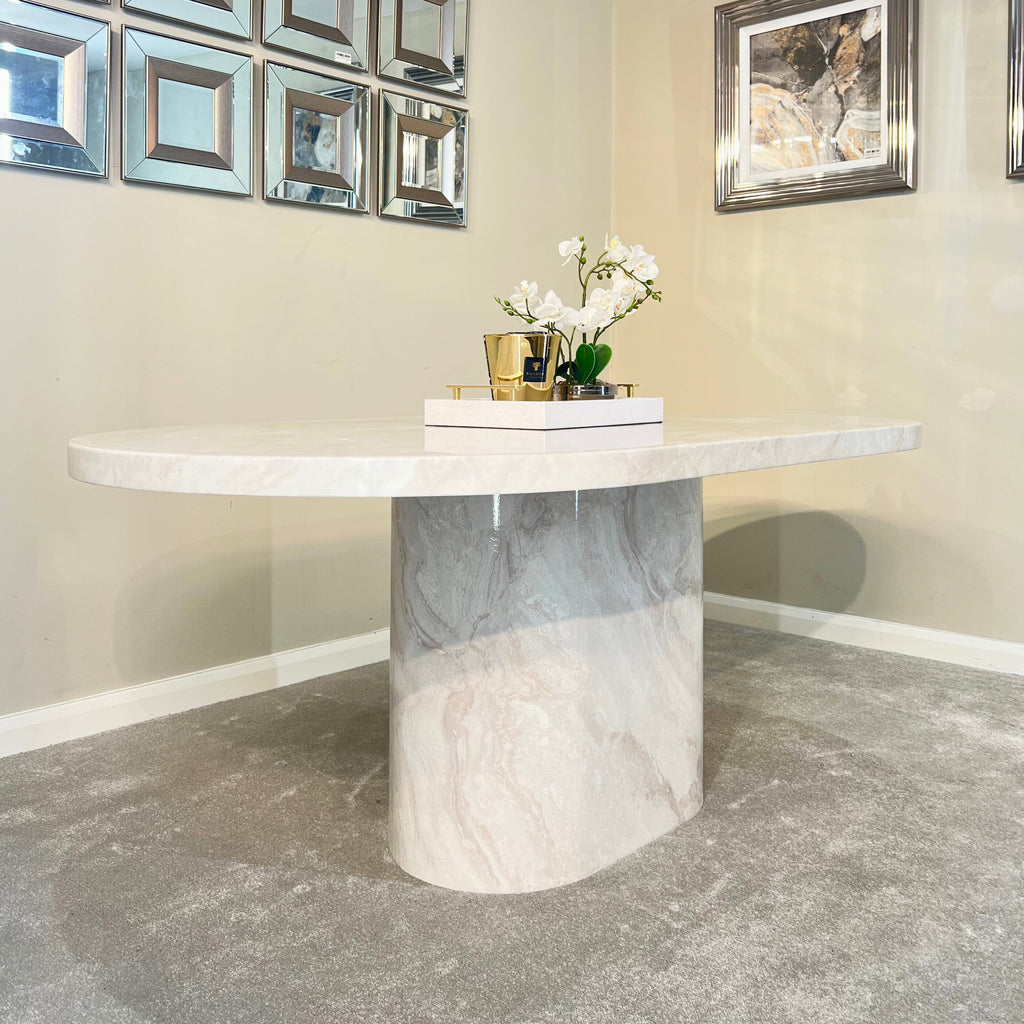 Colby 180cm Beige Oval Marble Dining Table (2506) L H International