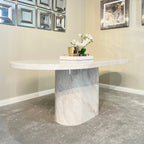Colby 180cm Beige Oval Marble Dining Table (2506) L H International