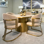 Clubhouse Boucle Mink & Brushed Brass Dining Chair - Inspired By Top Luxury Design Kevin Simba