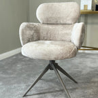 Apollo Plush Swivel Dining Chair Beige Vida living ltd