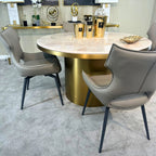 Camden Dining Table - Beige Marble/ Brushed Brass 130cm Kevin Simba